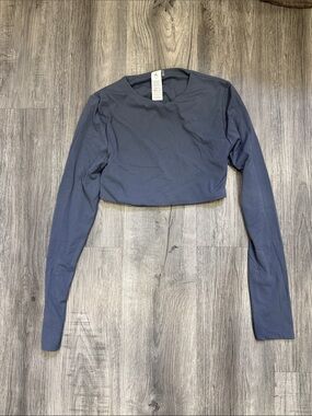 Oner Active soft motion  Long Sleeve Cropped Top in Slate Blue